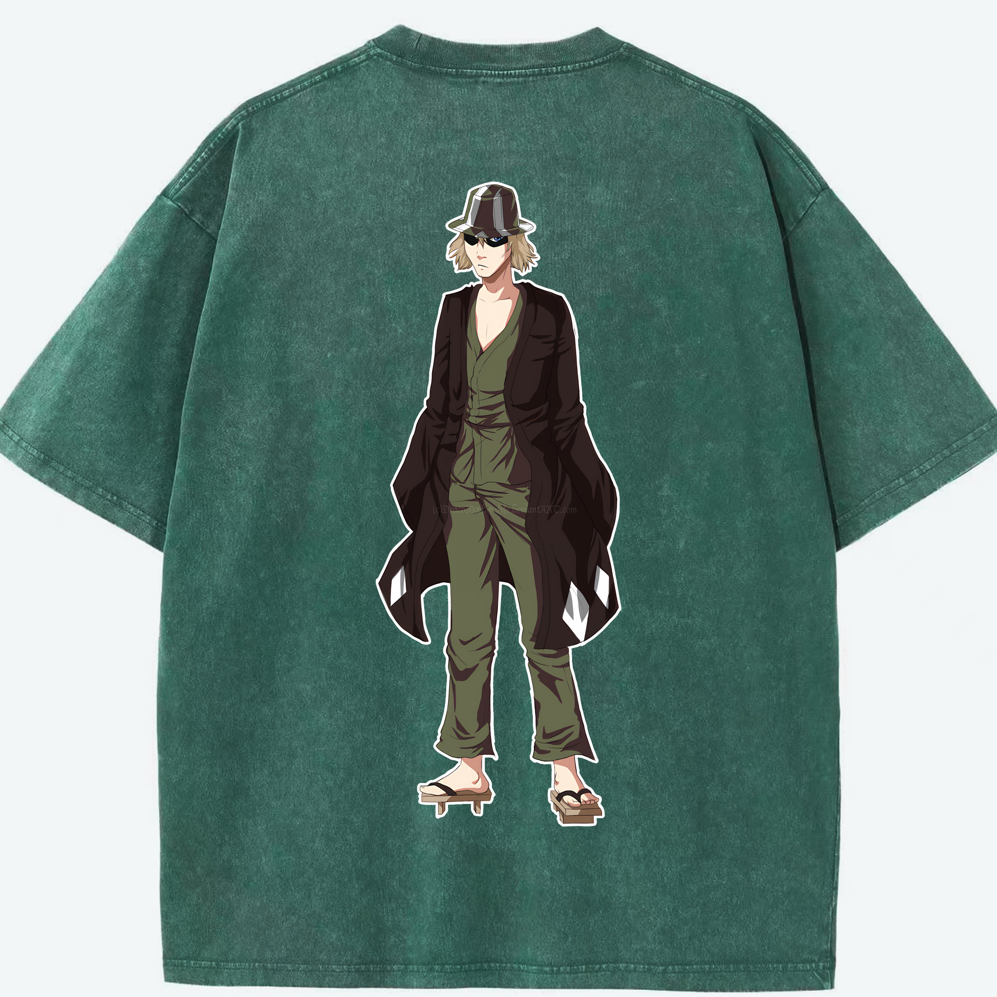 （画像用） "ブリーチ 浦原 喜助（うらはら きすけ） BLEACH Urahara Kisuke " 綿100% ヴィンテージ風 半袖Tシャツ（背面プリント）
